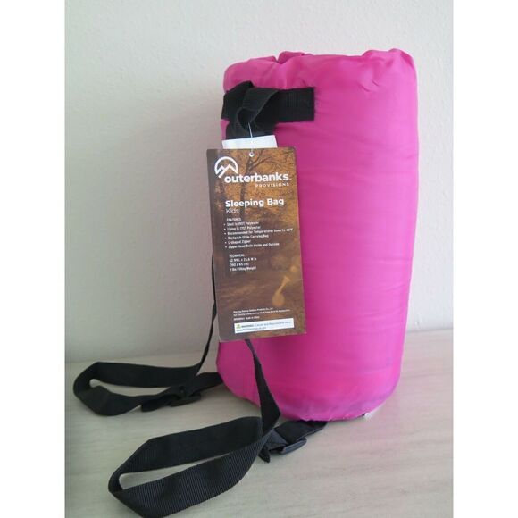 Outerbanks Kids Sleeping Bag Pink Owl, Backpack-Style Carrying Bag - Picture 2 of 4